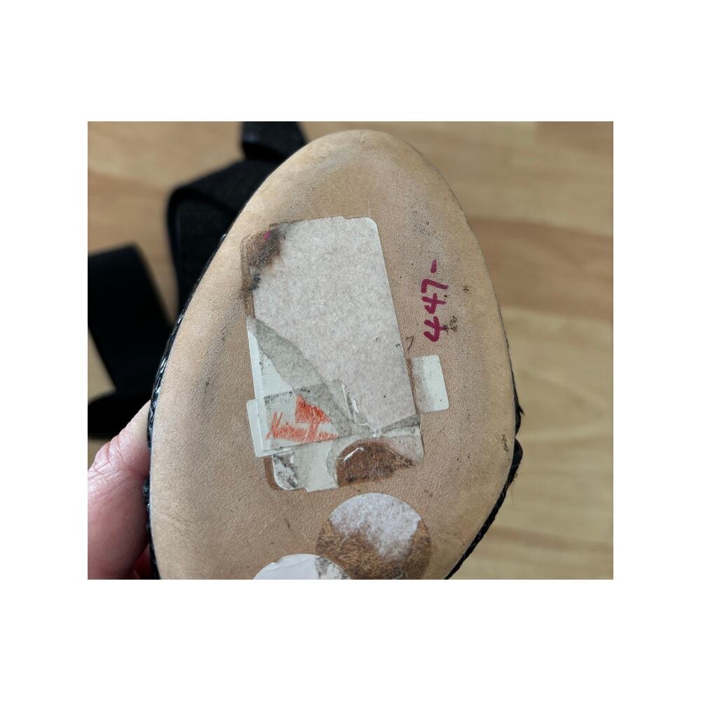 MANOLO BLAHNIK Black Patent Leather Woven Terreo High Heel Sandals $995 EU 39 - Picture 7 of 12